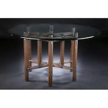 54" Circle Rattan Frame Dining Table